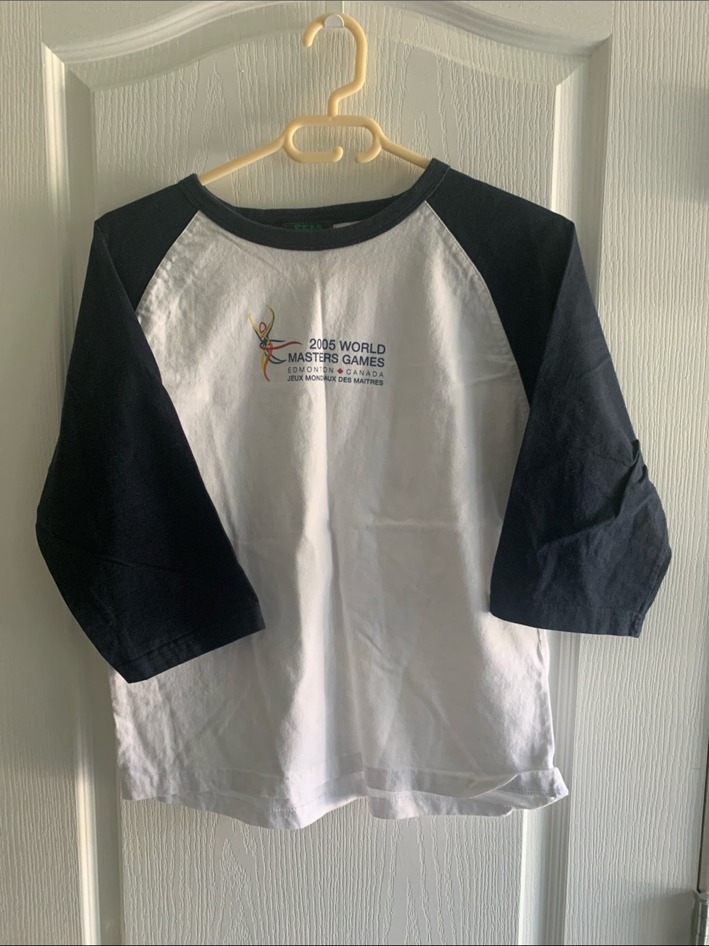 Kids Raglan Tee - White and Navy